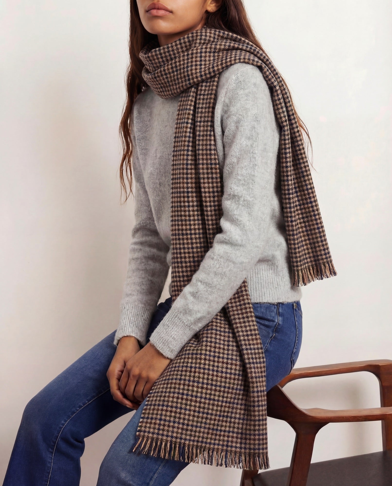 Veronica Beard Wool Scarf in Navy Multi | Veronica Beard