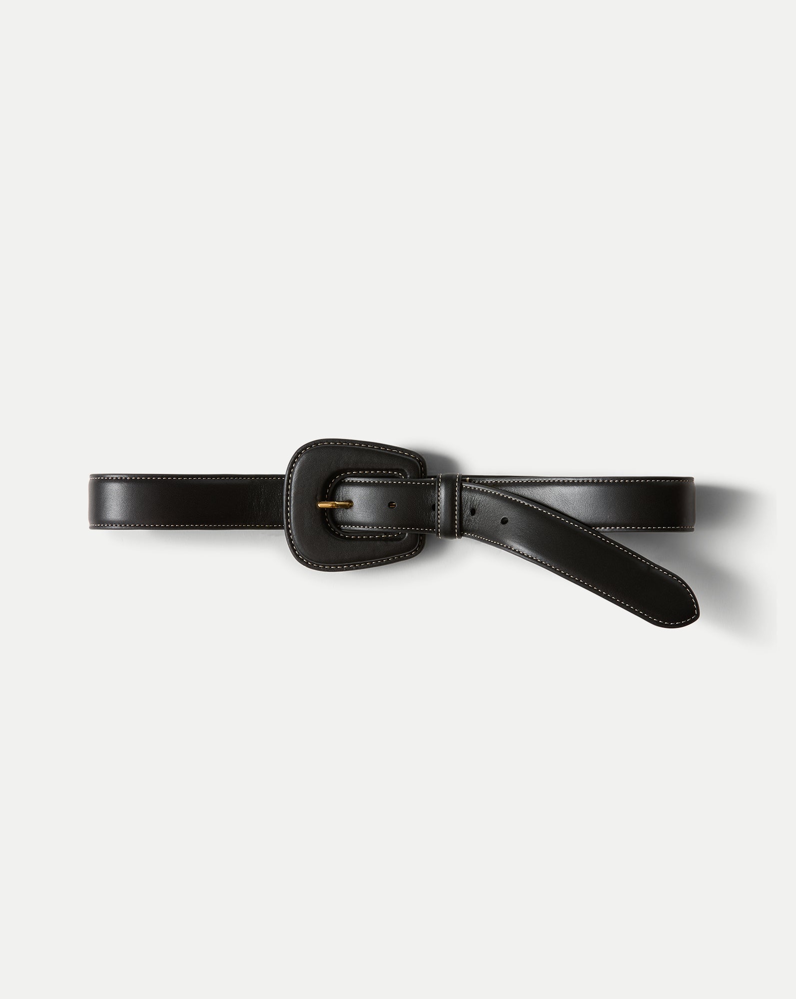 Elsy Leather-Buckle Belt in Black | Veronica Beard