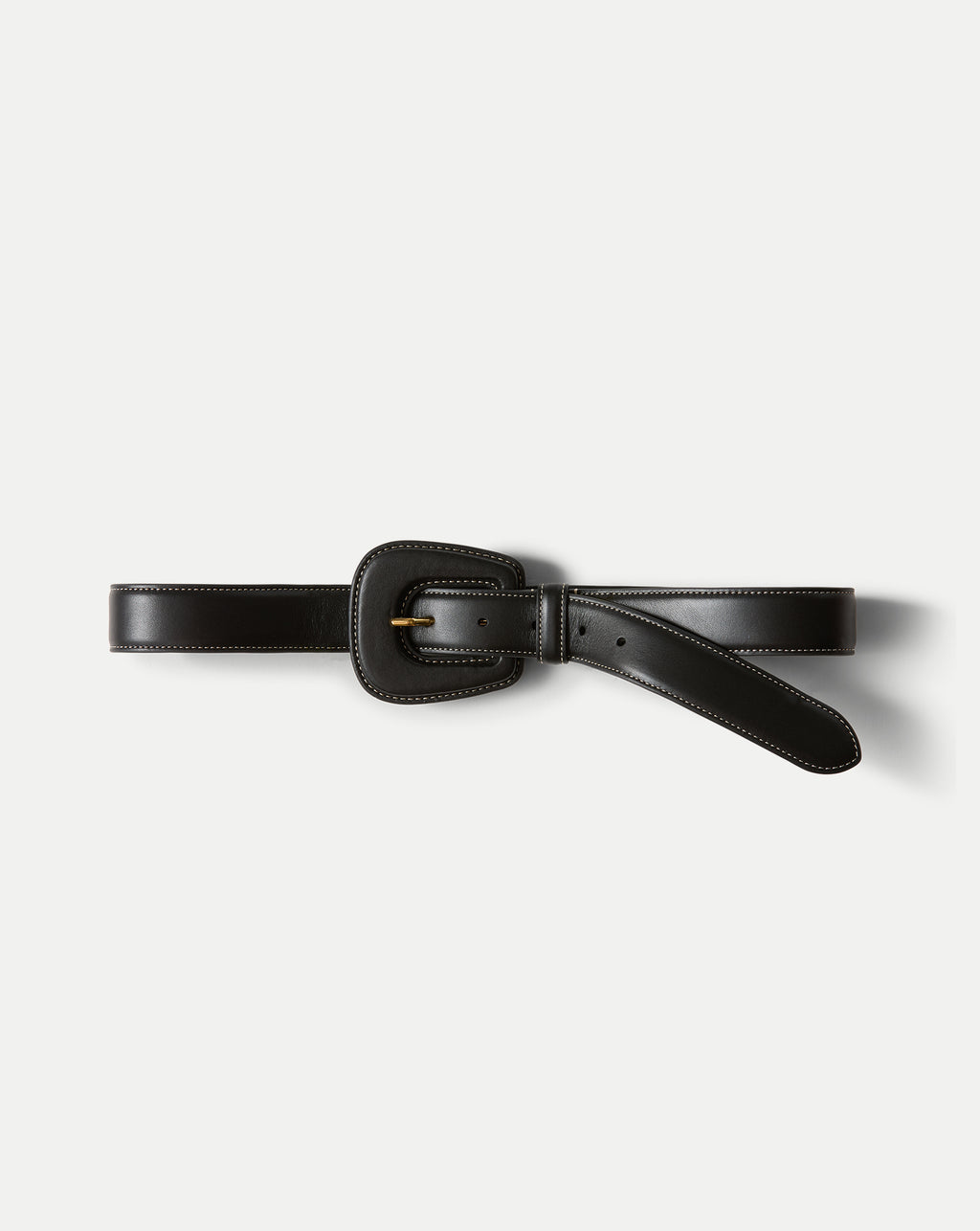 Veronica Beard Elsy Leather-Buckle Belt - Black