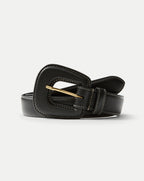 Veronica Beard Elsy Leather-Buckle Belt - Black