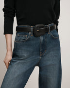 Veronica Beard Elsy Leather-Buckle Belt - Black