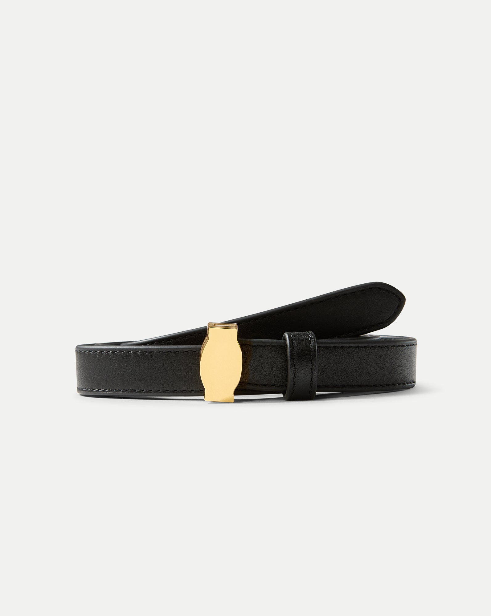 Dash Thin Leather Belt in Black | Veronica Beard