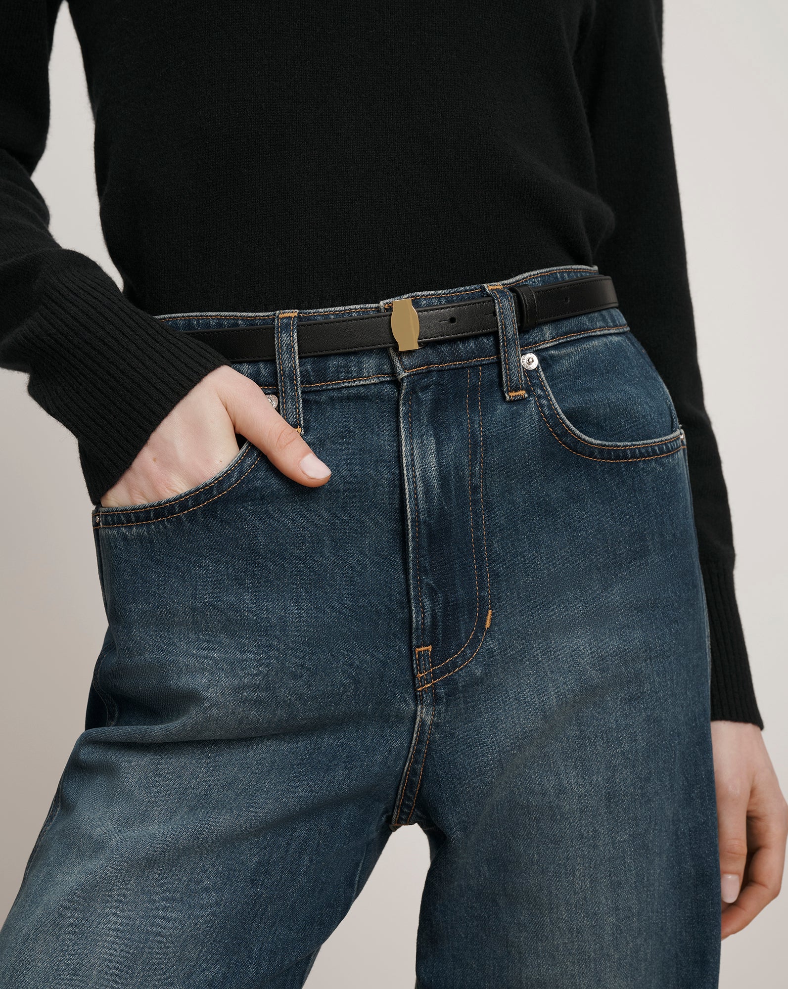 Veronica Beard Dash Leather Belt - Black
