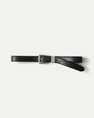 Veronica Beard Arch Leather Belt - Black/Silver