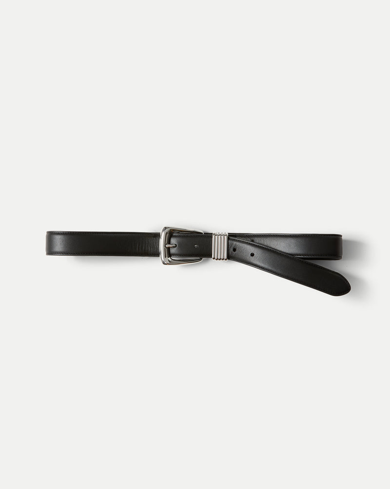 Veronica Beard Arch Leather Belt - Black/Silver