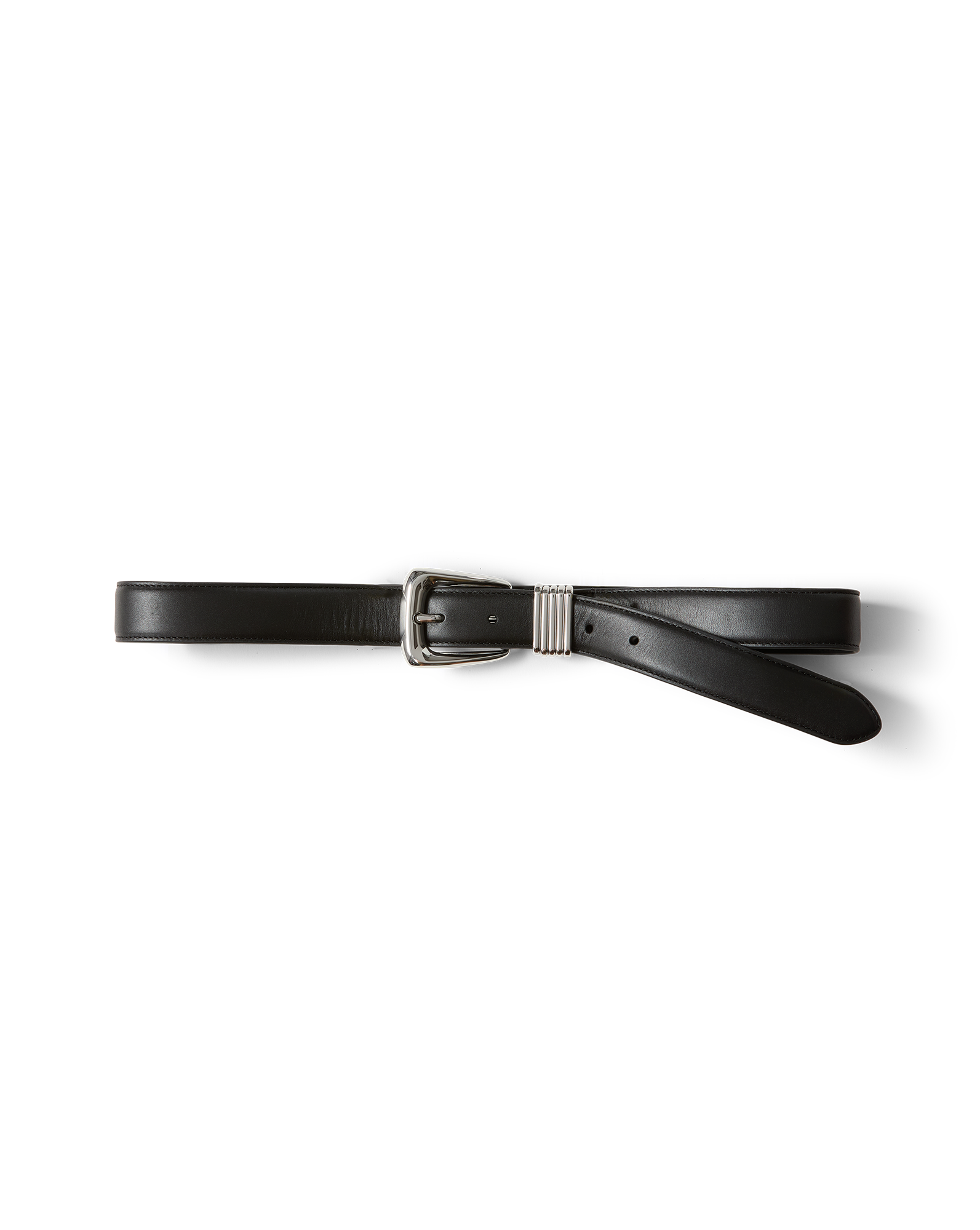 Veronica Beard Arch Leather Belt - Black/Silver