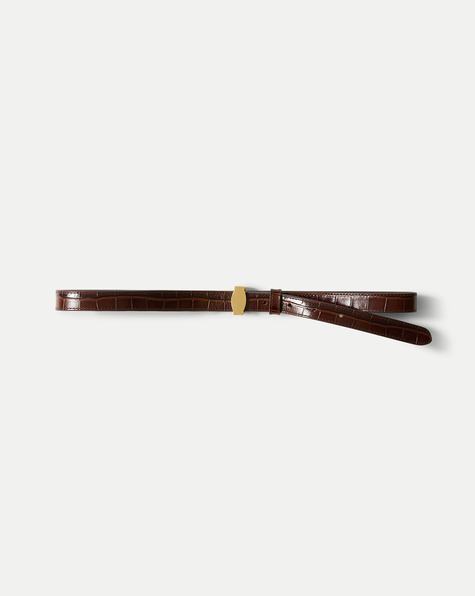 Veronica Beard Dash Croc-Embossed Belt - Chestnut