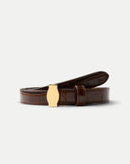 Veronica Beard Dash Croc-Embossed Belt - Chestnut