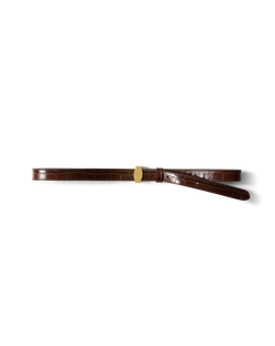 Veronica Beard Dash Croc-Embossed Belt - Chestnut
