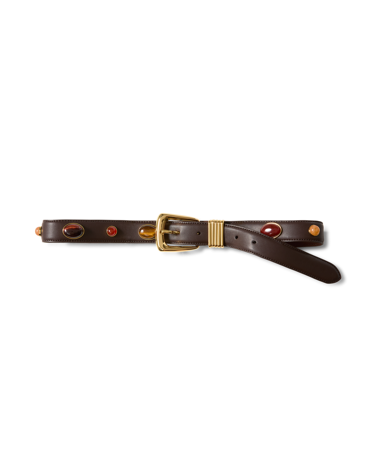 Veronica Beard Arch Embellished Leather Belt - Espresso