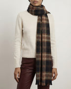 Veronica Beard Plaid Wool Scarf - Black Multi