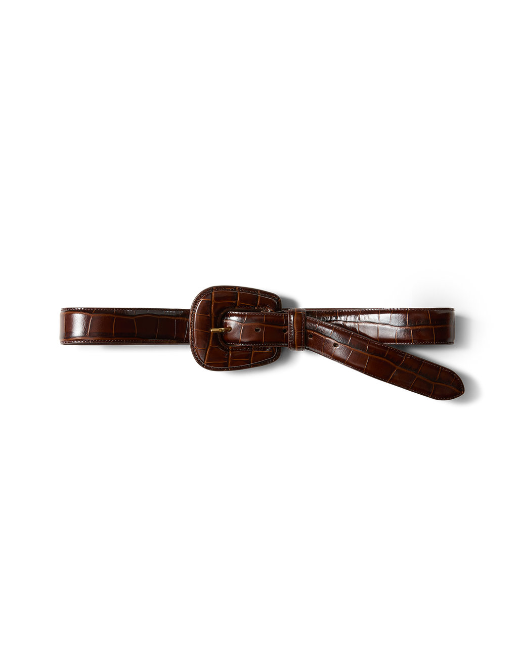 Veronica Beard Elsy Leather-Buckle Belt - Chestnut