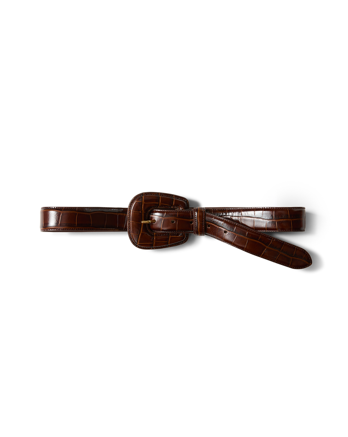 Elsy Leather-Buckle Belt in Brown | Veronica Beard display picture 2