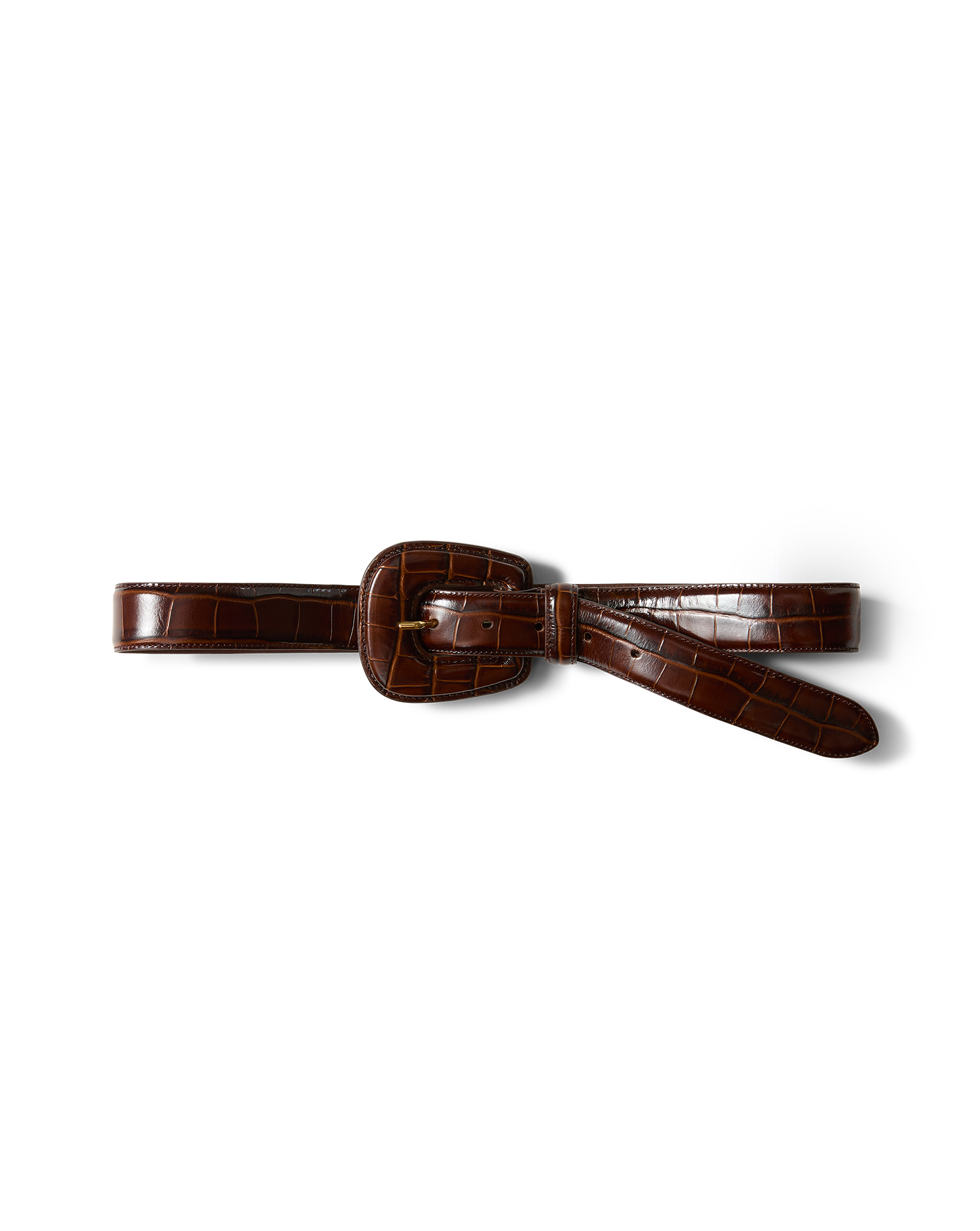 Veronica Beard Elsy Leather-Buckle Belt - Chestnut