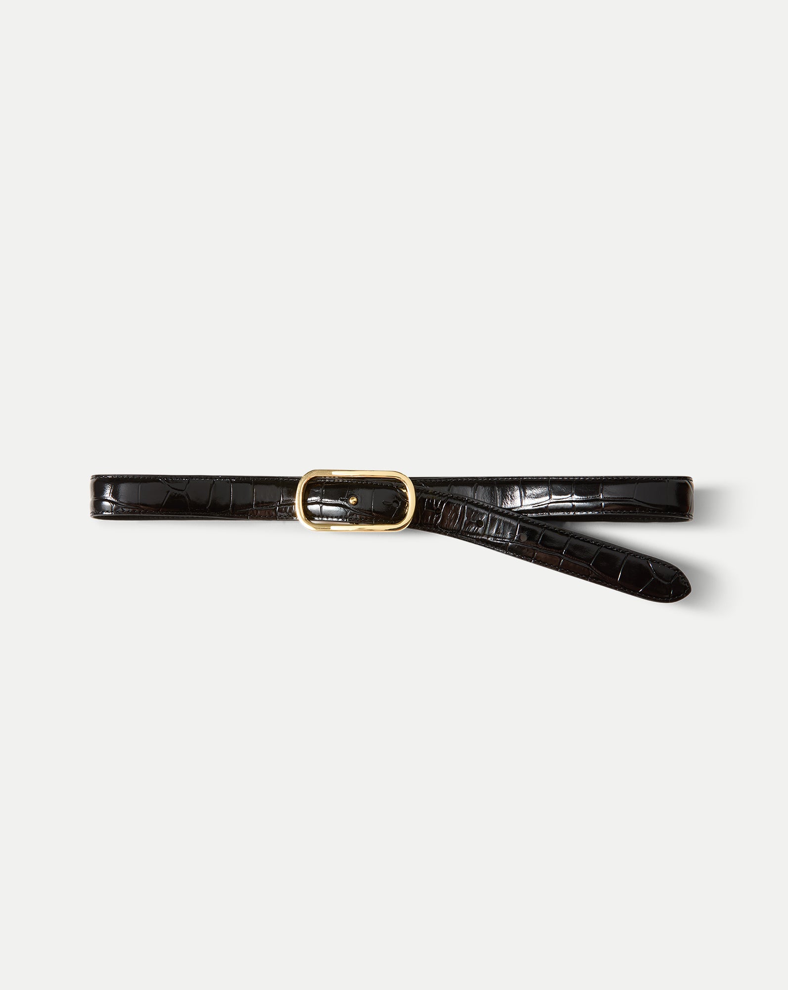 Veronica Beard Loop Croc-Embossed Belt - Black