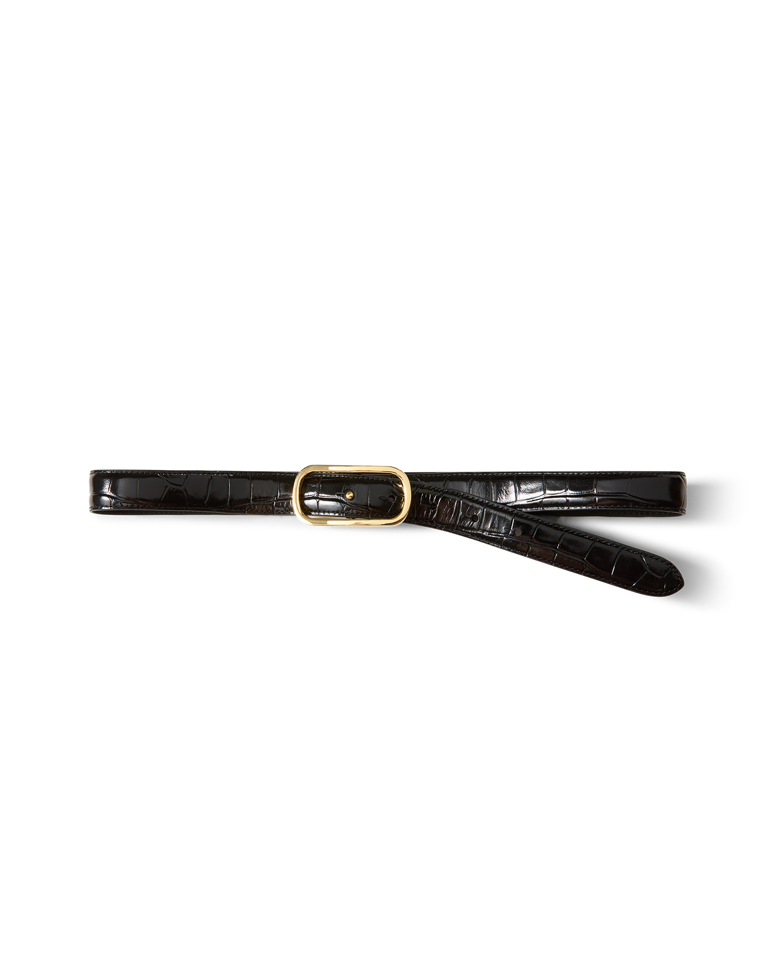 Veronica Beard Loop Croc-Embossed Belt - Black