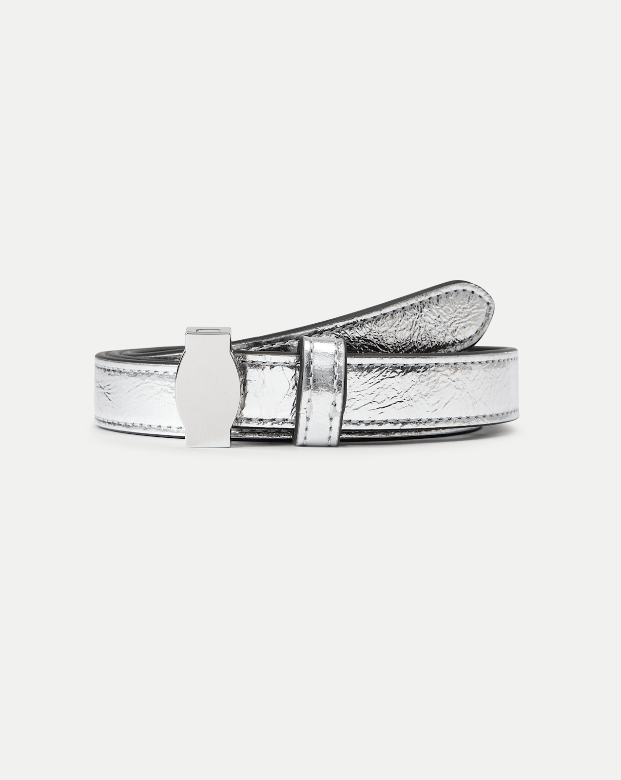 Veronica Beard Dash Leather Belt - Silver