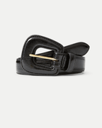 Veronica Beard Elsy Leather-Buckle Belt - Black