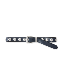 Veronica Beard Arch Studded Leather Belt - Navy