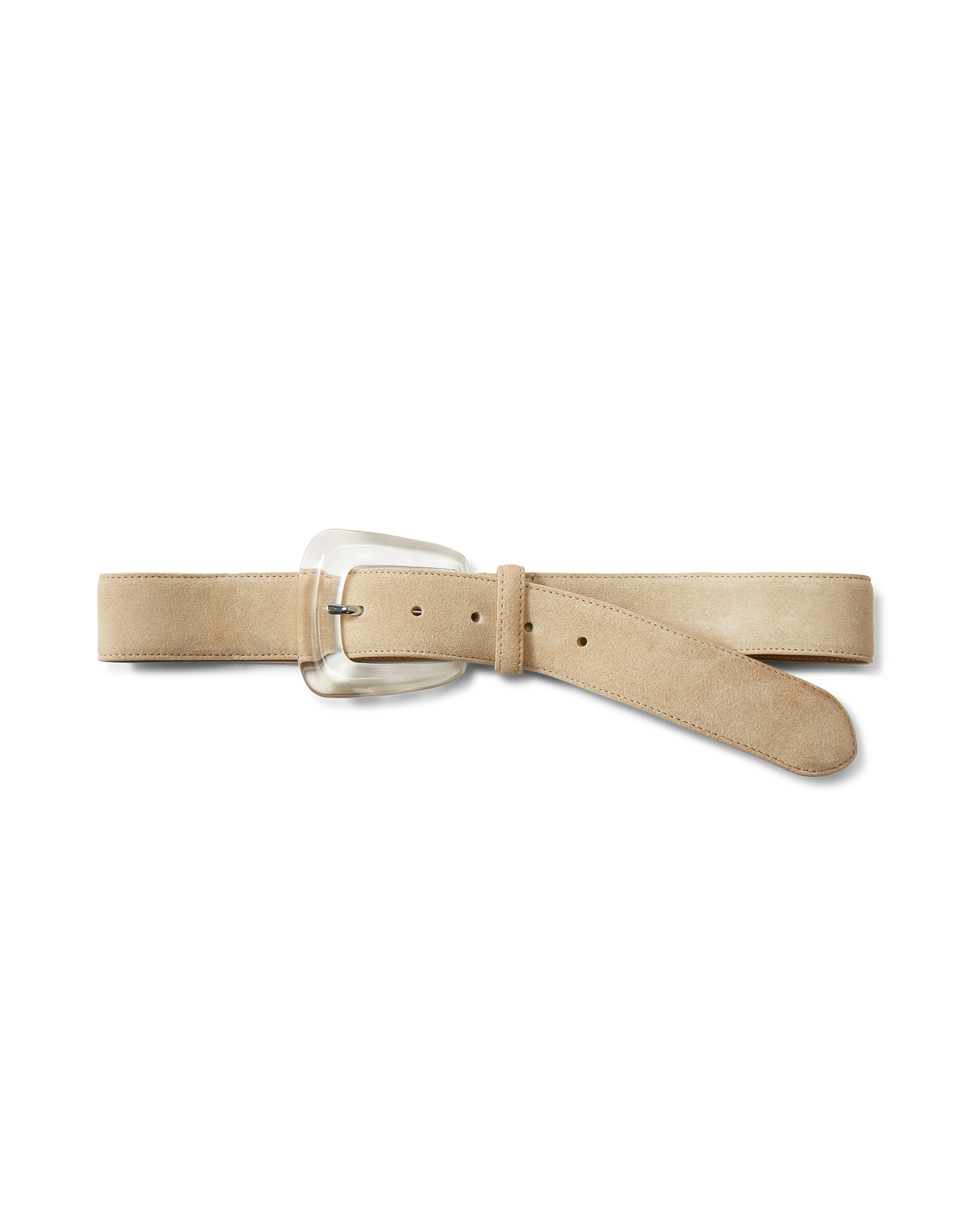 Veronica Beard Arch Resin-Buckle Suede Belt Stone Khaki