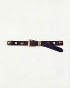 Veronica Beard Arch Embellished Suede Belt - Navy
