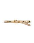 Veronica Beard Beige suede belt with a gold buckle and colorful stud embellishments.