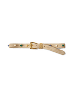 Veronica Beard Beige suede belt with a gold buckle and colorful stud embellishments.