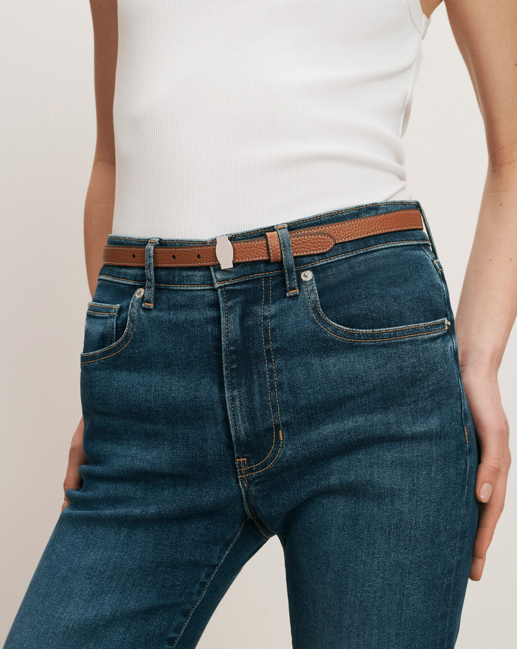 Veronica Beard Dash Leather Belt - Hazelwood