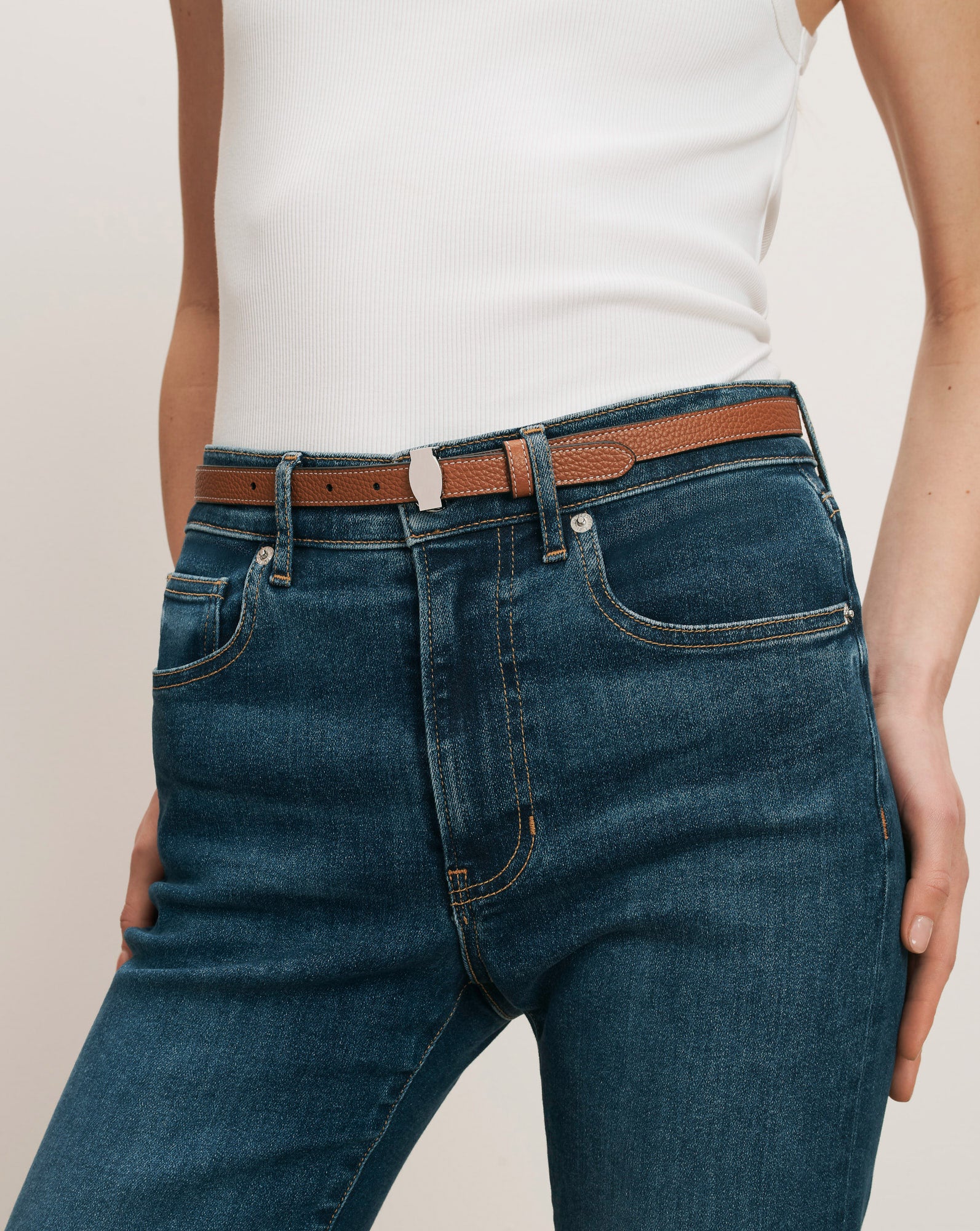 Veronica Beard Dash Leather Belt - Hazelwood