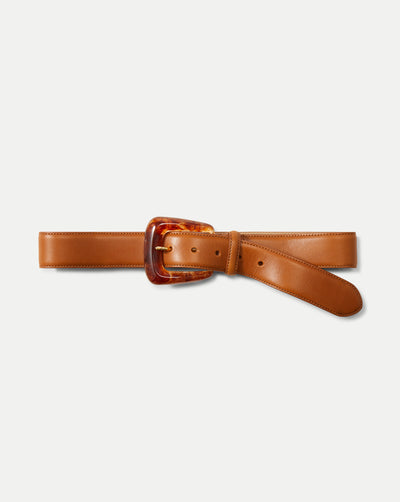 Veronica Beard Arch Resin-Buckle Leather Belt - Hazelwood