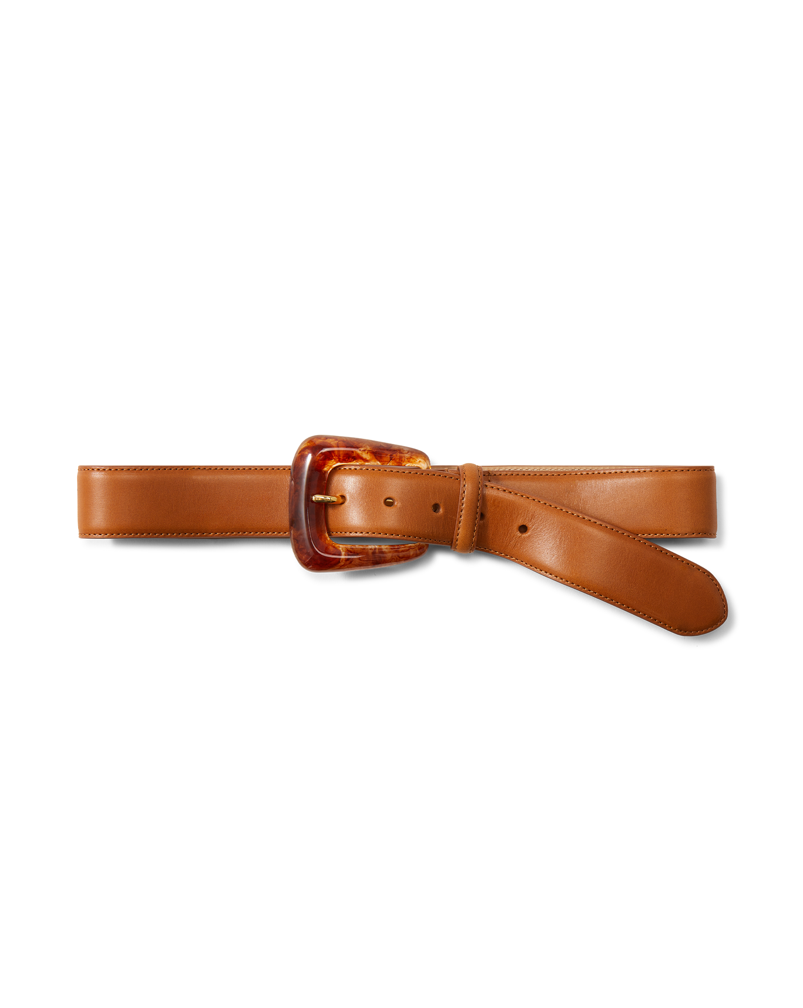 Veronica Beard Arch Resin-Buckle Leather Belt - Hazelwood