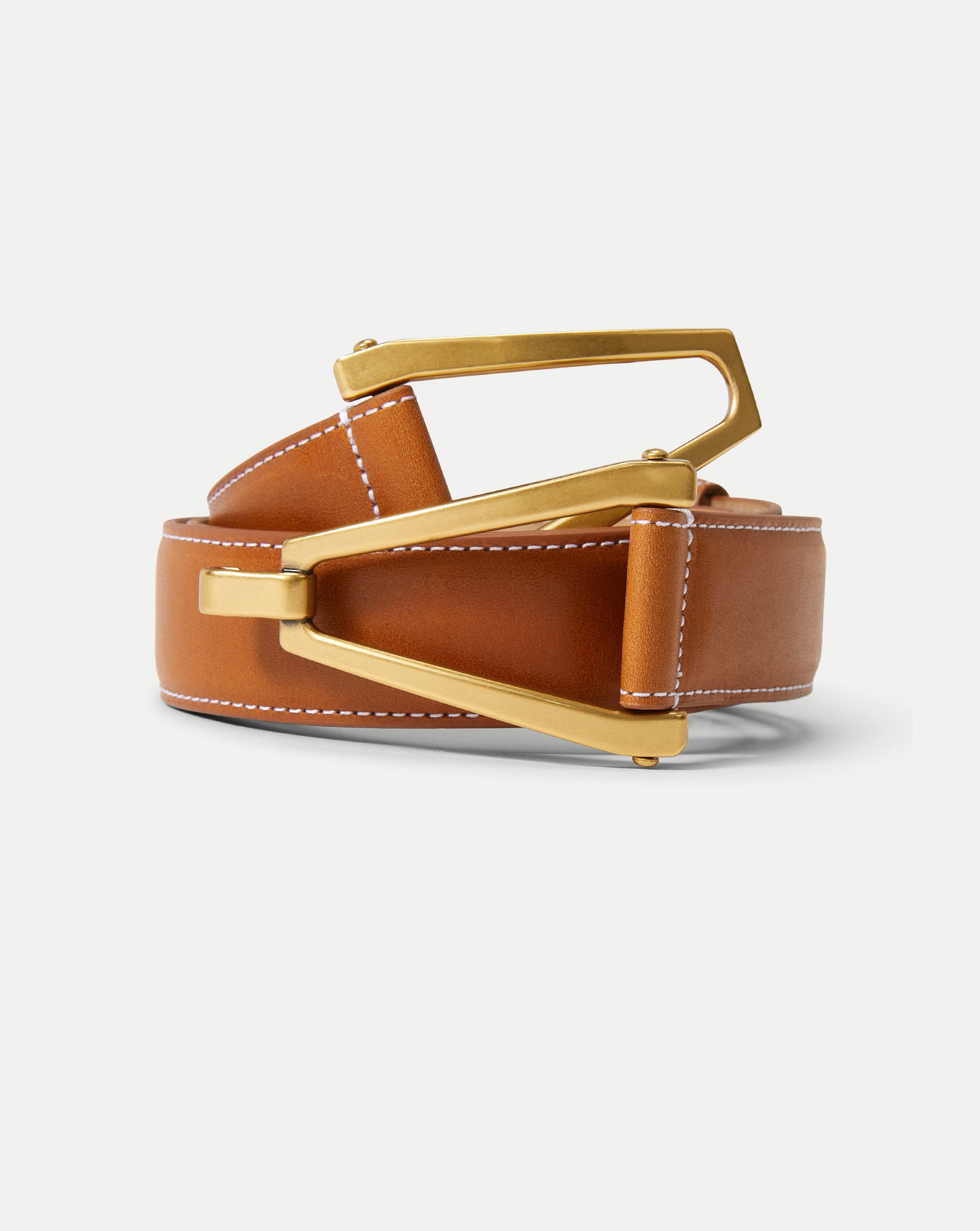 V Leather Belt in Hazelwood | Veronica Beard