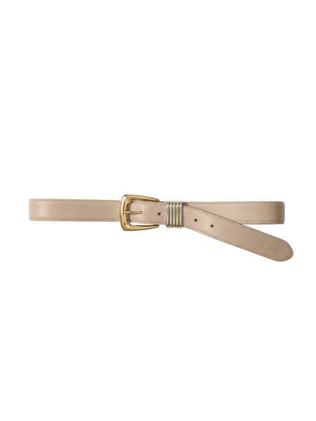 Veronica Beard Arch Leather Belt - Oat
