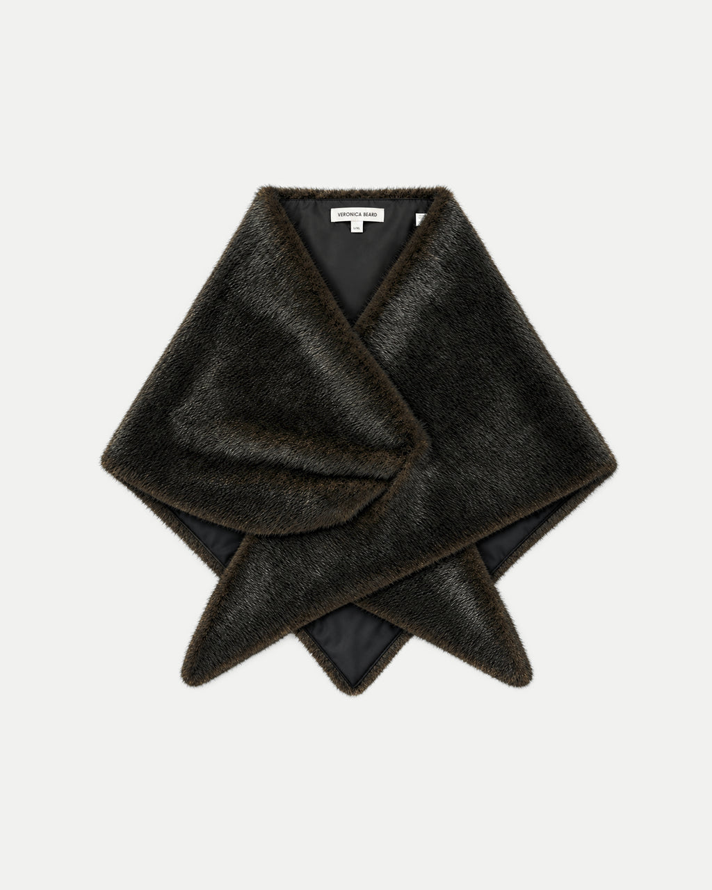 Veronica Beard Dark brown faux fur wrap scarf.