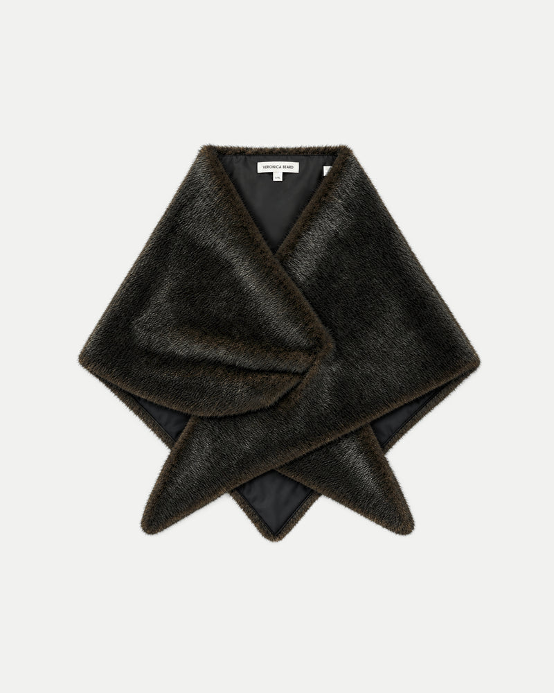 Veronica Beard Dark brown faux fur wrap scarf.