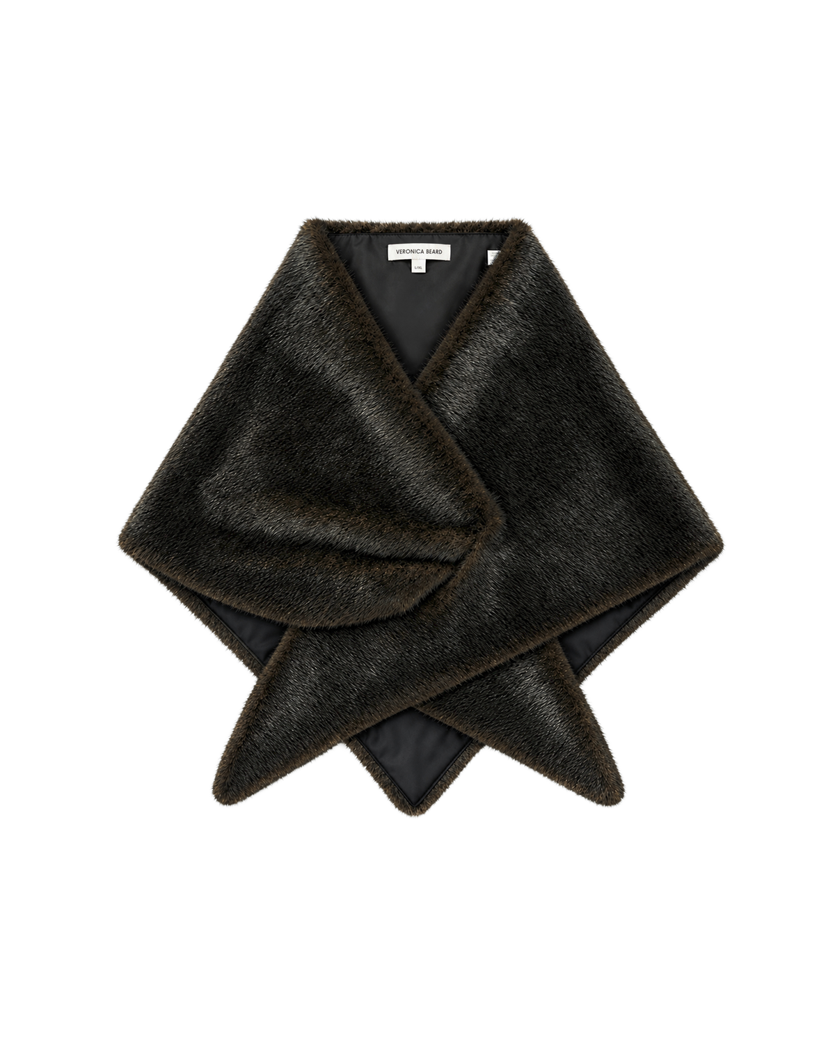 Veronica Beard Dark brown faux fur wrap scarf.