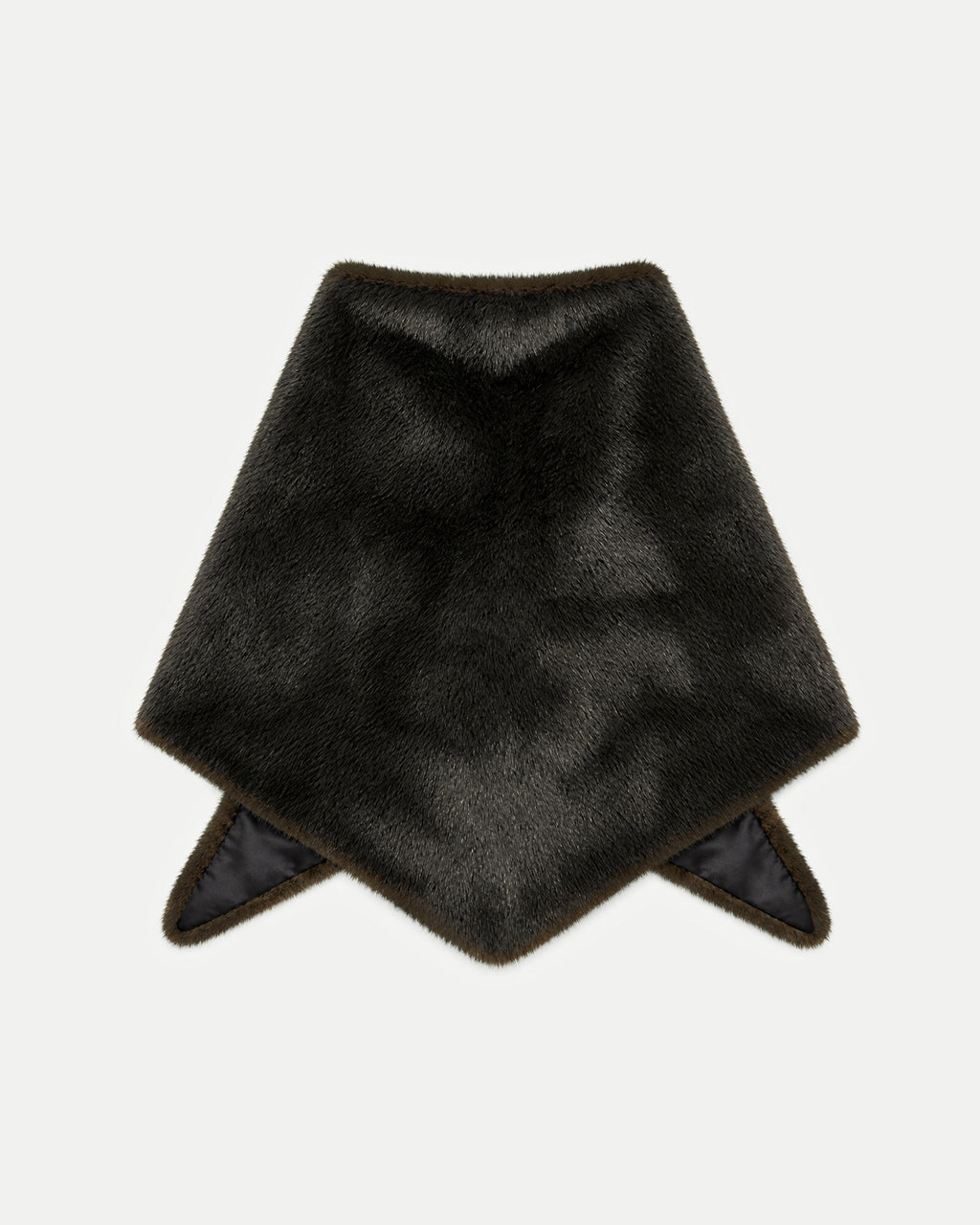 Veronica Beard Dark brown faux fur triangular scarf.