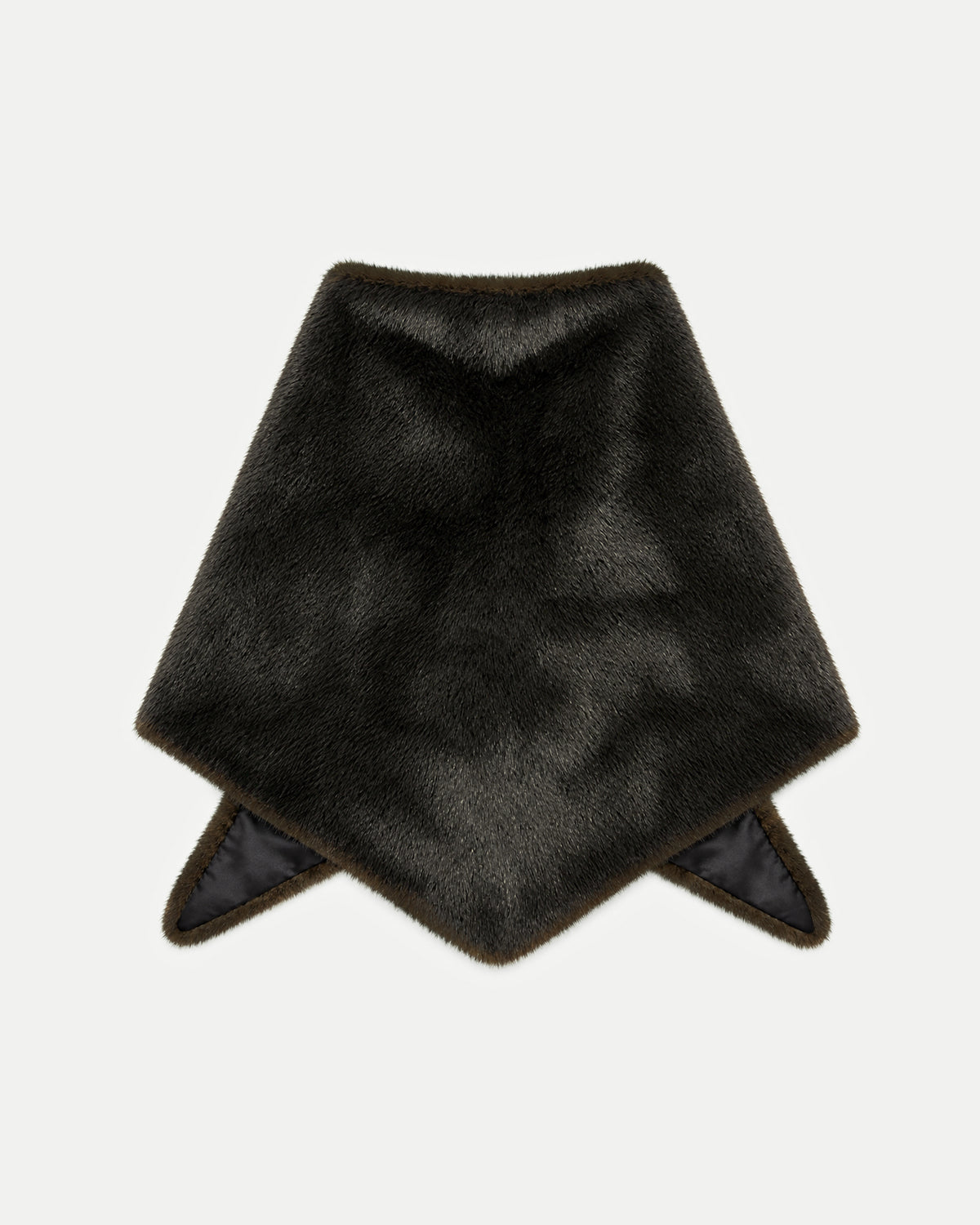 Veronica Beard Dark brown faux fur triangular scarf.