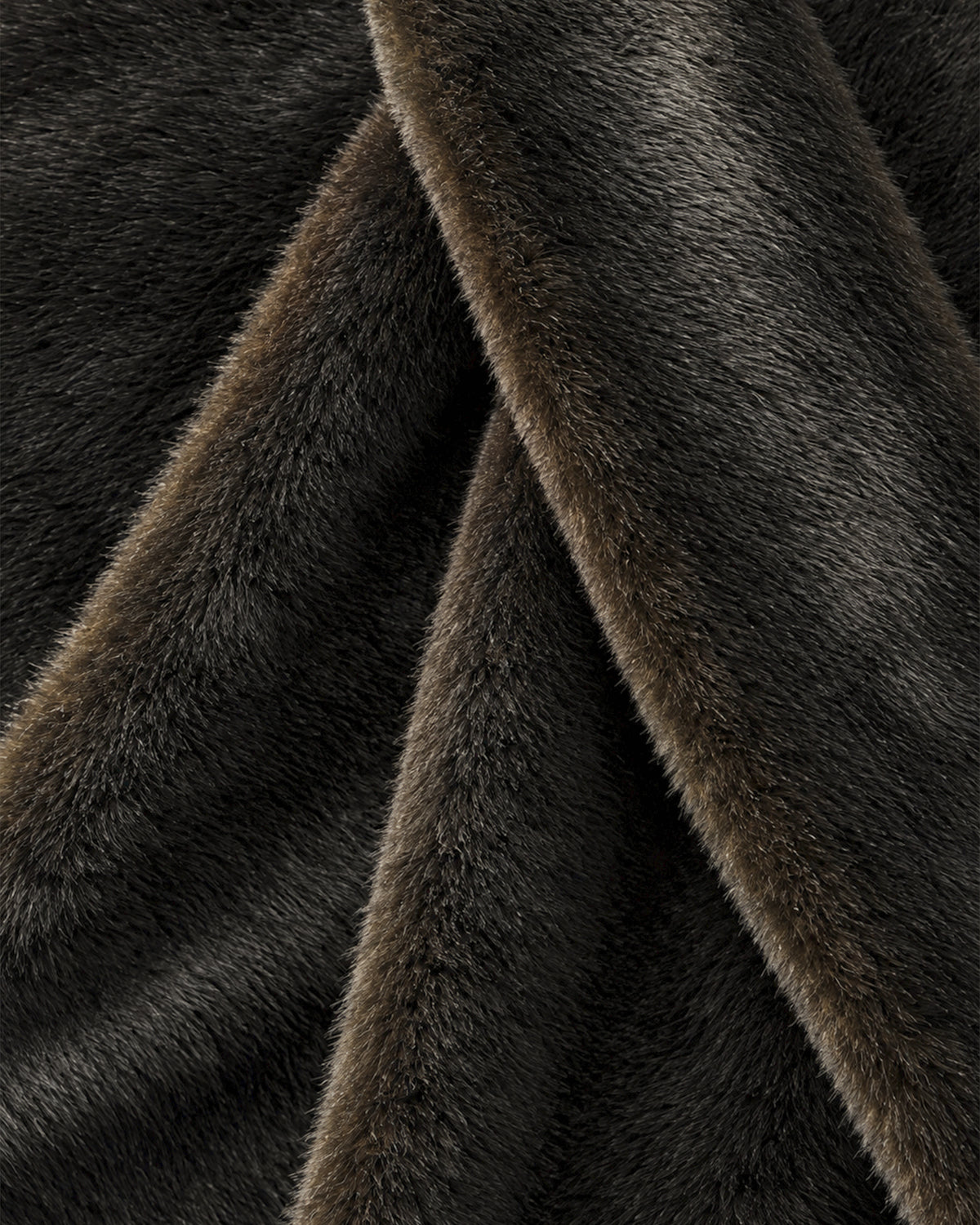 Veronica Beard Dark brown faux fur plush fabric texture.