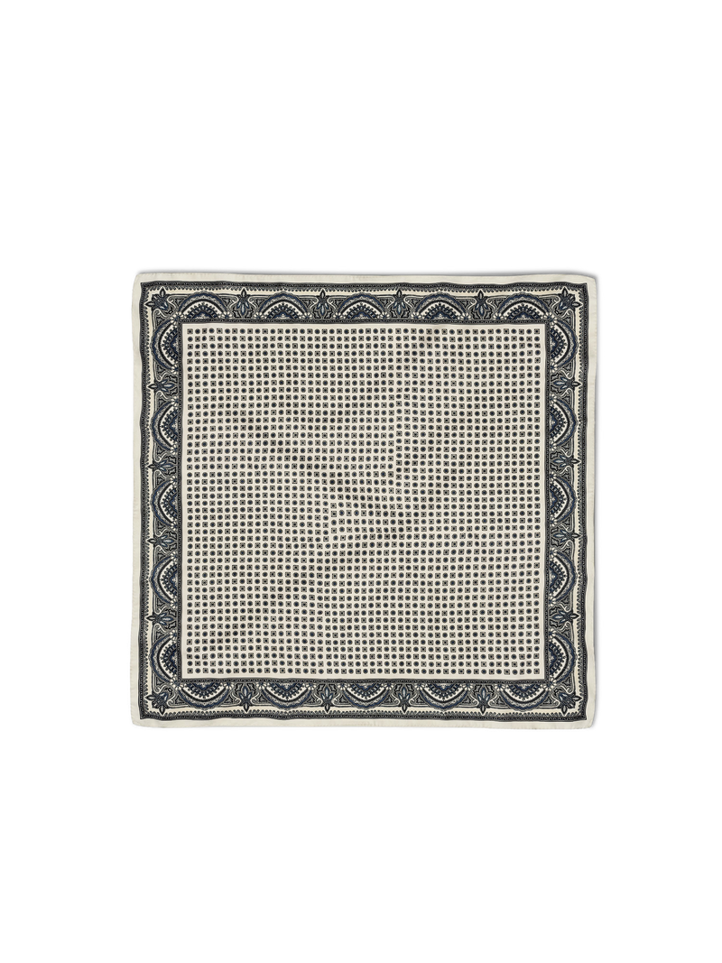 Veronica Beard White and black patterned silk pocket square