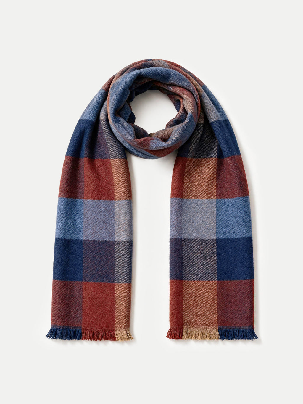 Veronica Beard Multicolor plaid woven fringed winter scarf.