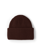 Veronica Beard Brown ribbed knit beanie with cuffed brim.