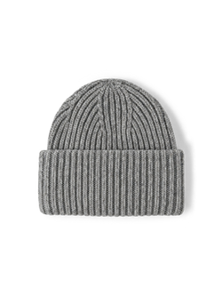 Veronica Beard Grey knit ribbed cuffed beanie hat.