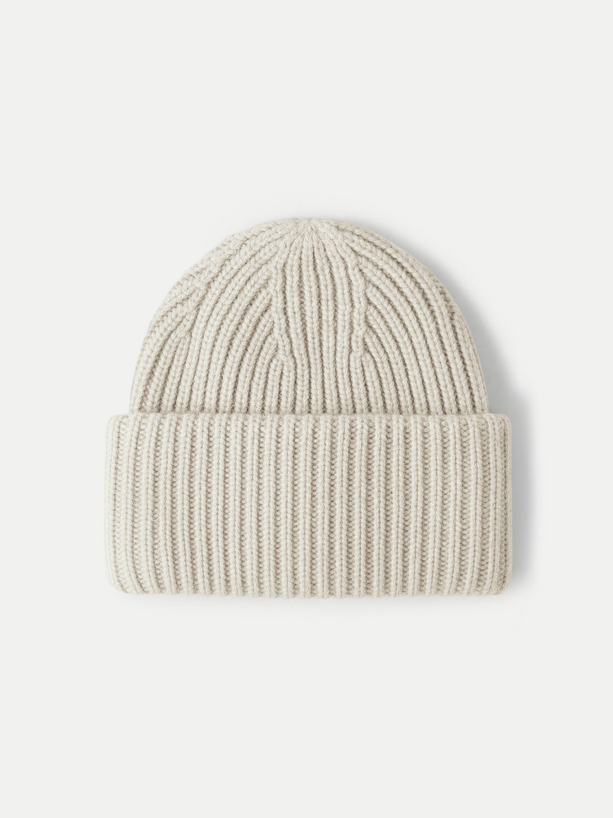 Veronica Beard Beige ribbed knit wool beanie hat.