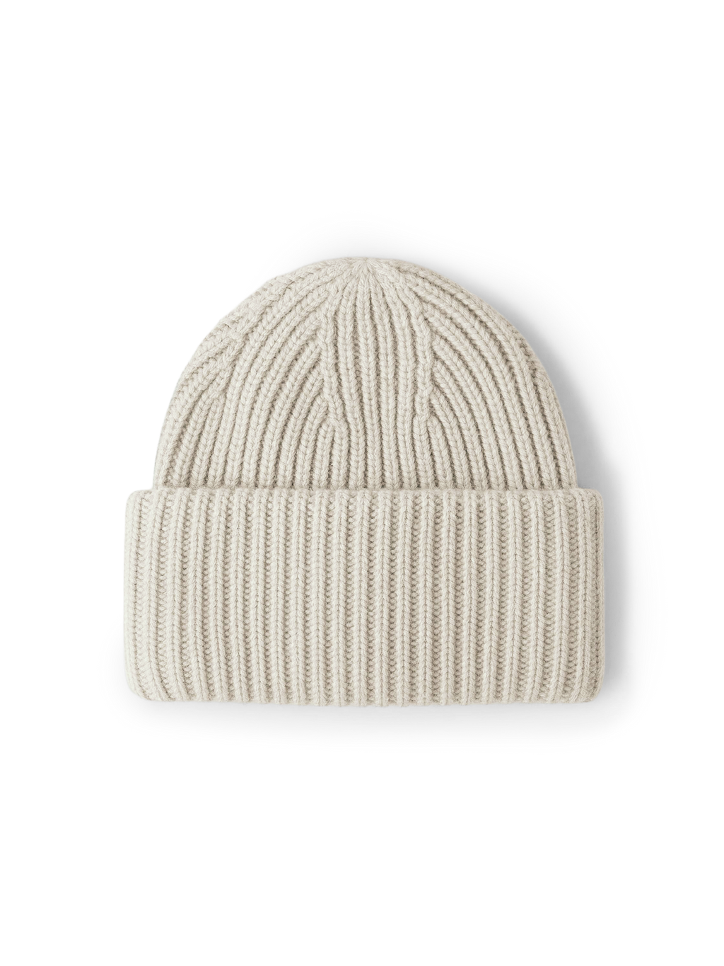 Veronica Beard Beige ribbed knit wool beanie hat.