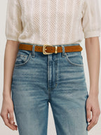 Veronica Beard Brown suede belt with a gold buckle.