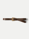 Veronica Beard Brown leather belt with a brass buckle.