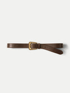 Veronica Beard Brown leather belt with a brass buckle.