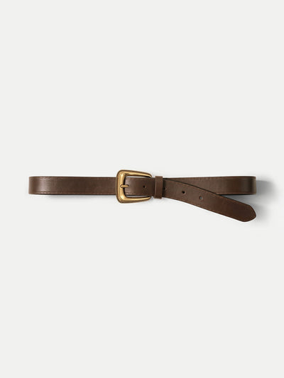 Veronica Beard Brown leather belt with a brass buckle.