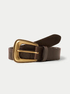 Veronica Beard Brown leather belt with a gold buckle.